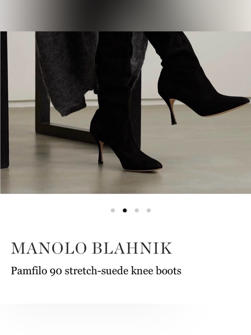 Manolo Blahnik Black Stretch-Suede Over-the-Knee Stiletto Boots Pamfilo 90